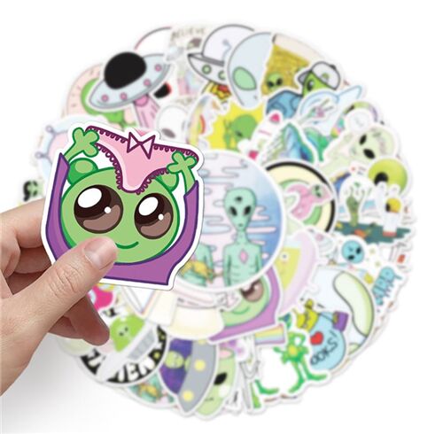 UFO Alien diecut sticker pack flying saucer doodles 2