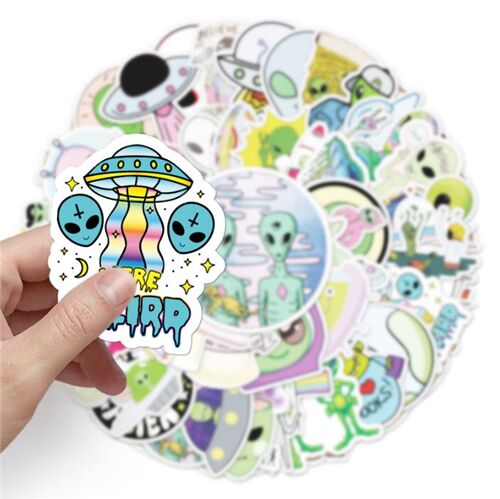 UFO Alien diecut sticker pack flying saucer doodles 4