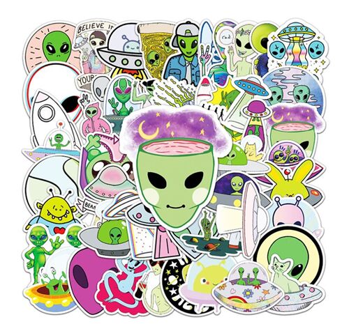 UFO Alien diecut sticker pack flying saucer doodles 5