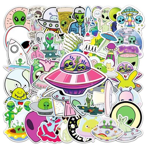 UFO Alien diecut sticker pack flying saucer doodles 6