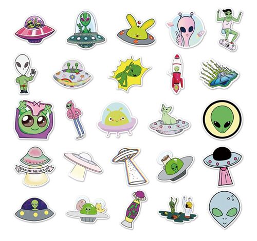 UFO Alien diecut sticker pack flying saucer doodles 7