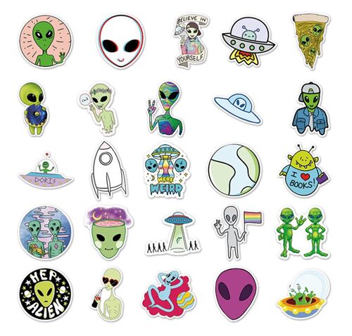 UFO Alien diecut sticker pack flying saucer doodles 8