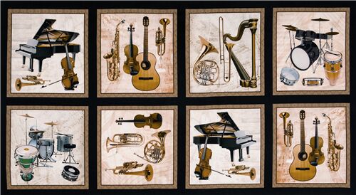 Pitch Perfect Musical Instruments Squares Fabric