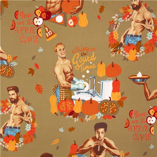 USA Stoff grüne Baumwolle mit Pin Up Herren Fall Stoff