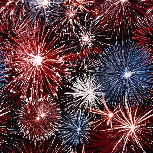 Stoff mit USA Flagge Feuerwerk blau rot wei Stoff