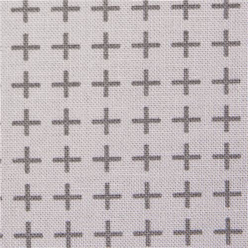 Tissu en coton gris ple avec une grille forme de croix grises Tissu