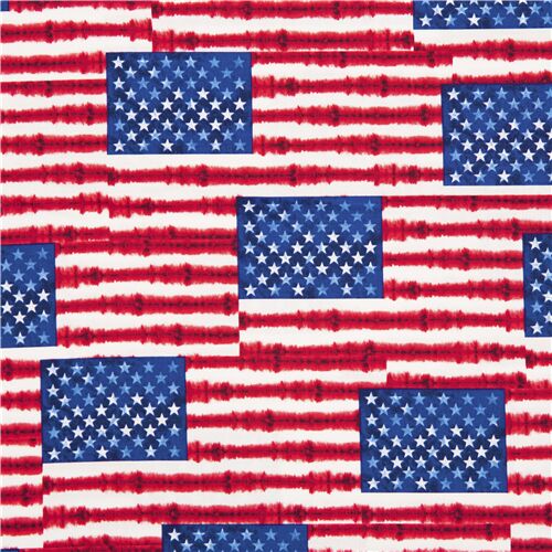 tessuto bandiere USA rosse bianche blu tie dye cotone Tessuto