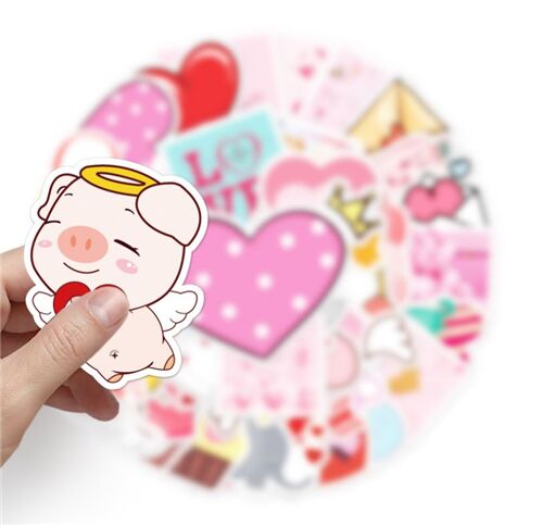 Valentines Sticker pack flake diecuts cute pink 50 unique designs hearts 15