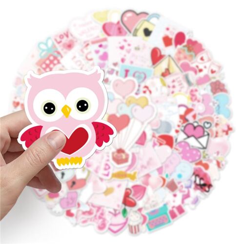 Valentines Sticker pack flake diecuts cute pink 50 unique designs hearts 3