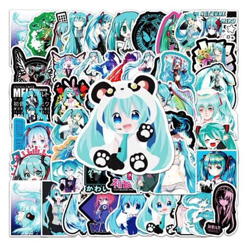 50 adesivi sagomati unici Waifu anime 4