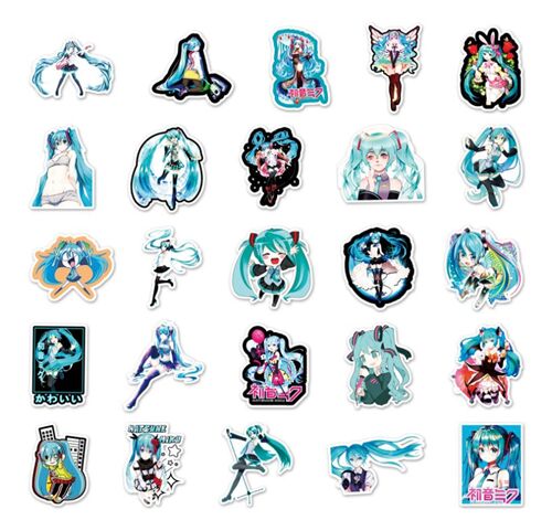 50 adesivi sagomati unici Waifu anime 6