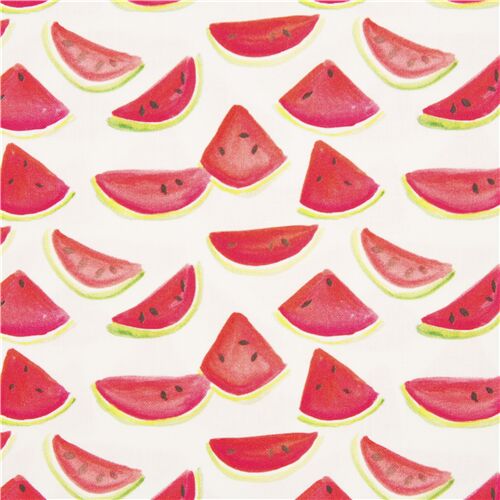Wassermelonenspalten Aquarell Kunstwerk weißer Baumwollstoff Stoff