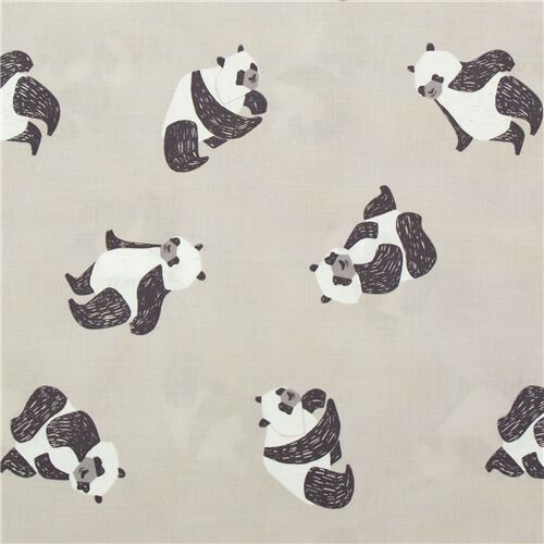 tessuto panda bianchi neri pose diverse Tessuto