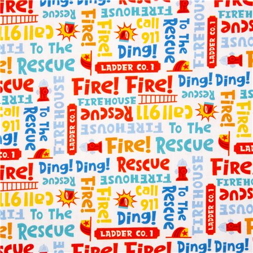  La Rescousse Phrases Et Mots De Pompiers Tissu