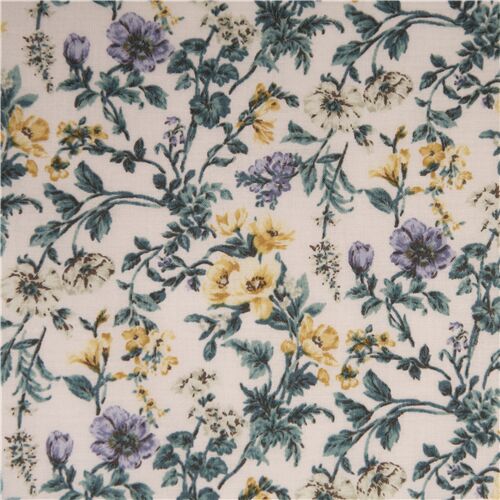 Vintage Small Lush Garden Flower Fabric