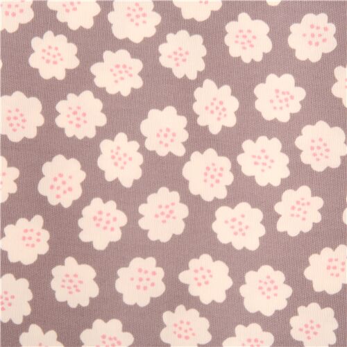 Estampado flor blanca tela popelina gris topo mini lunares naranja de Japón Tela