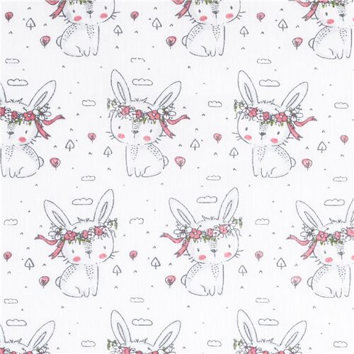 Cute Rabbits Flower Garland Fabric