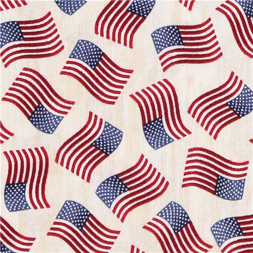 Weiß Mini USA Flaggen Baumwollstoff Stoff