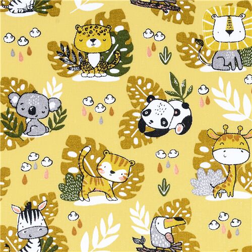 Cute Baby Wild Animal Scenes Fabric