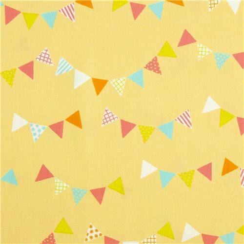 Gelb Baumwolle Popeline Stoff Party buntes Wimpelmuster Stoff