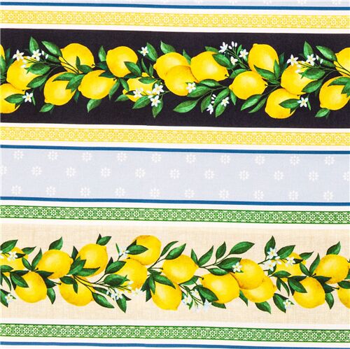 Lemon Fresh Vintage Kitchen Stripes Fabric