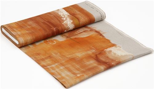 Fat Quarter (50 x 53 cm) - Tela con arte abstracto nani iro gasa de lino de Kokka en marr�n 4