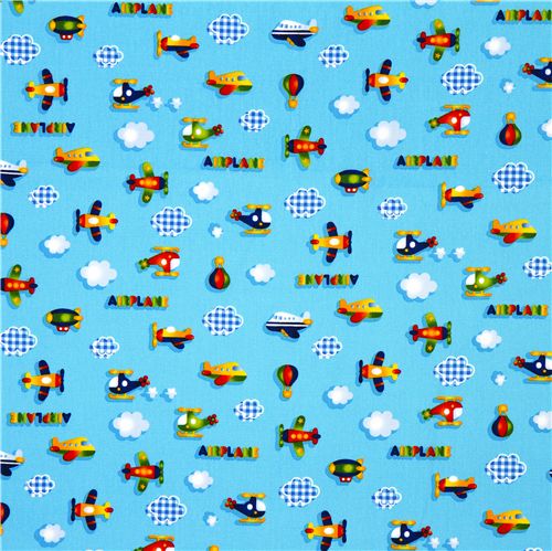 aeroplane fabric for boys helicopter de Kokka 2