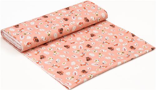 Fat Quarter (50 x 56 cm) - tessuto rosa pesca amunzen gatti portafortuna 3