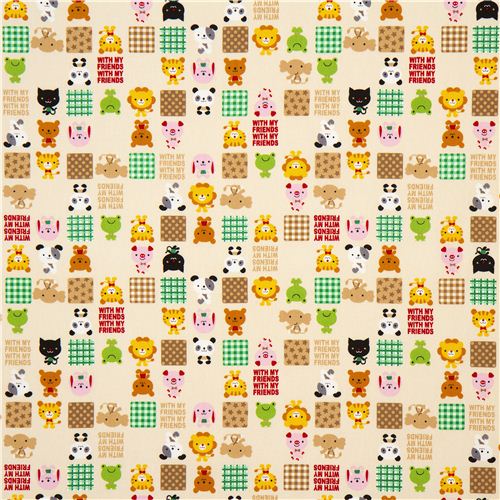 animal fabric by Kokka with frog lion bear elephant 2