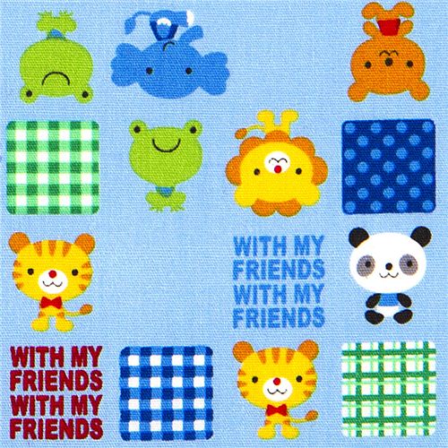 animal fabric by Kokka with frog lion bear elephant 1