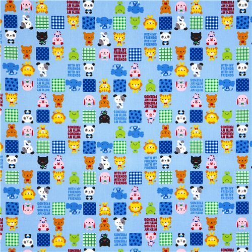 animal fabric by Kokka with frog lion bear elephant 2