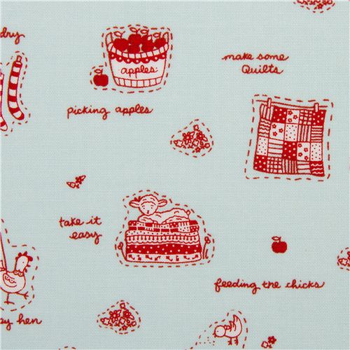 aqua Riley Blake fabric 'The Simple Life' sheep chick quilt Fabric
