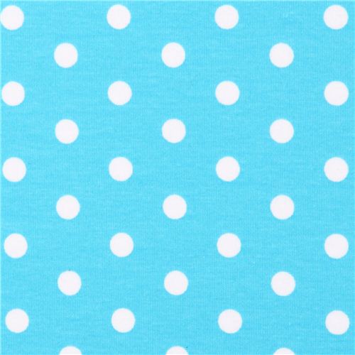 aqua Robert Kaufman Punkte Laguna Jersey Stretch Stoff