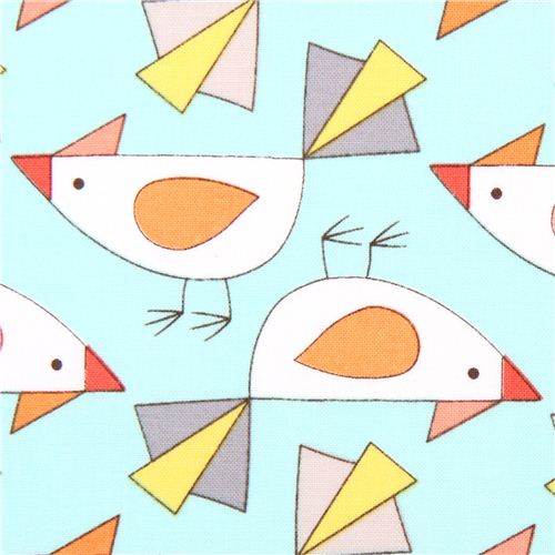 aqua bird animal fabric Michael Miller Birds of a Feather Fabric