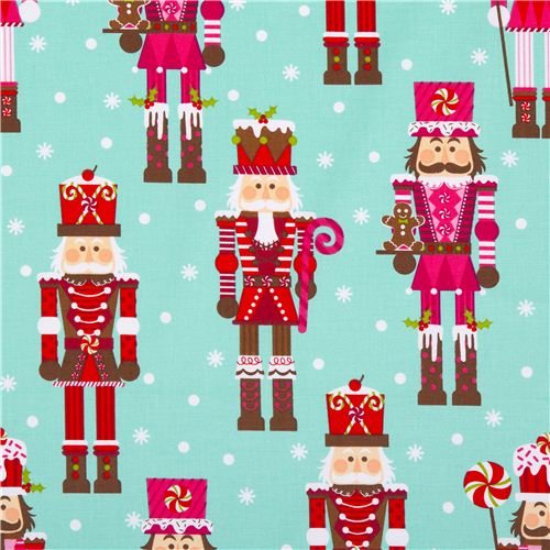 aqua Nussknacker Weihnachtsstoff von Michael Miller Stoff