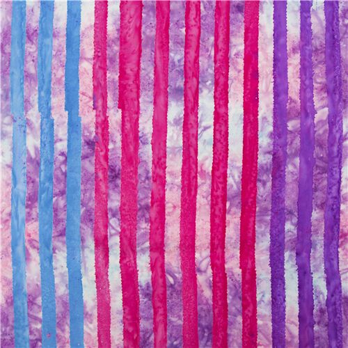 Tela batik de rayas sarong artesanal en algodn prpura rosa azul desteido Tela