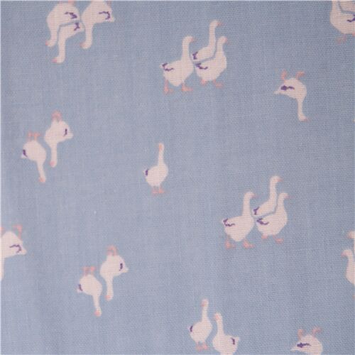 baby blue duck geese Japanese cotton double gauze fabric Fabric