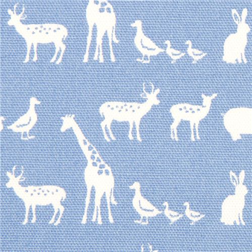 baby blue oxford fabric with small animals from Japan Fabric