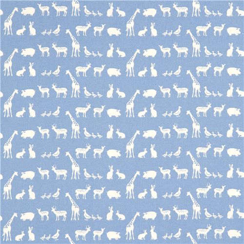 baby blue oxford fabric with small animals from Japan 2