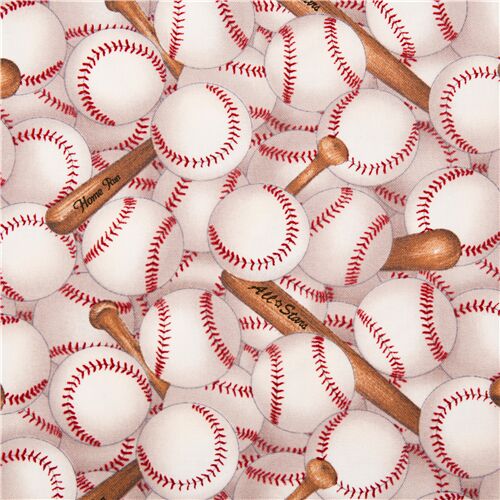 Baseball Baumwollstoff Sport rote und weiße Bälle Wettbewerb Stoff