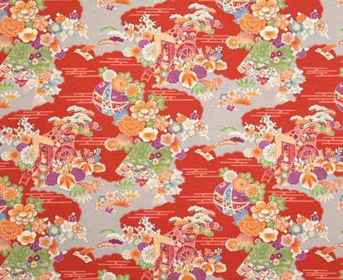 beautiful Japanese Flowers Kokka Canvas Fabric Japan 2