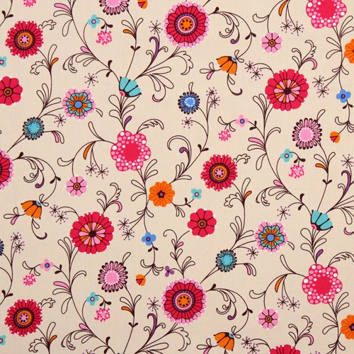 schöner beiger Blumen japanischer Canvas Stoff 2