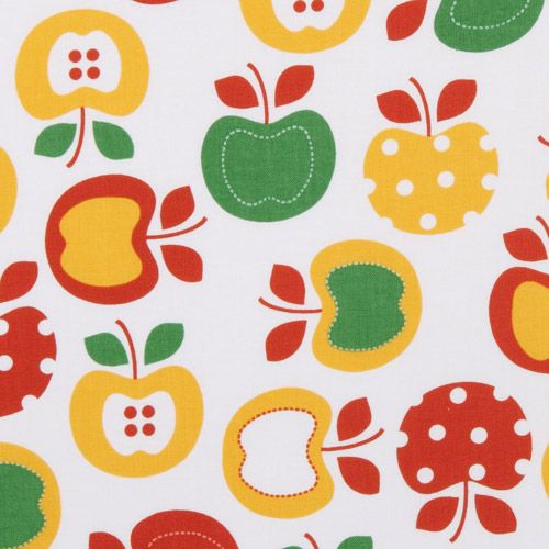 beautiful colourful apples fabric white Robert Kaufman 1