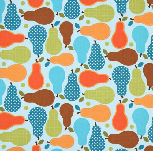 schöner bunte Birnen Stoff blau Robert Kaufman 2
