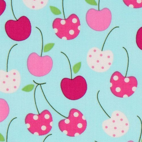 beautiful light blue cherry fabric Robert Kaufman 1