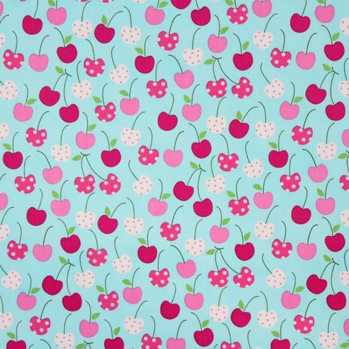 beautiful light blue cherry fabric Robert Kaufman 2