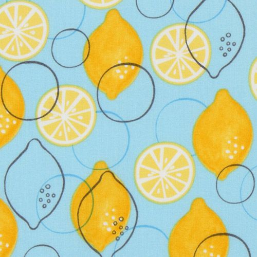 beautiful light blue lemon fabric Robert Kaufman 1