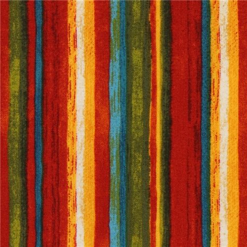 beautiful stripe fabric red-yellow-green Robert Kaufman 1