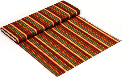 beautiful stripe fabric red-yellow-green Robert Kaufman 3