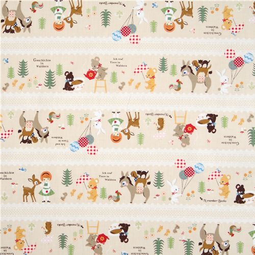beige Bremen Town Musicians Push PIN X Kokka Fabric 3